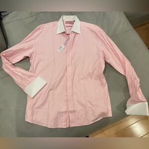NWT Thomas Pink Pink and White Dress Shirt